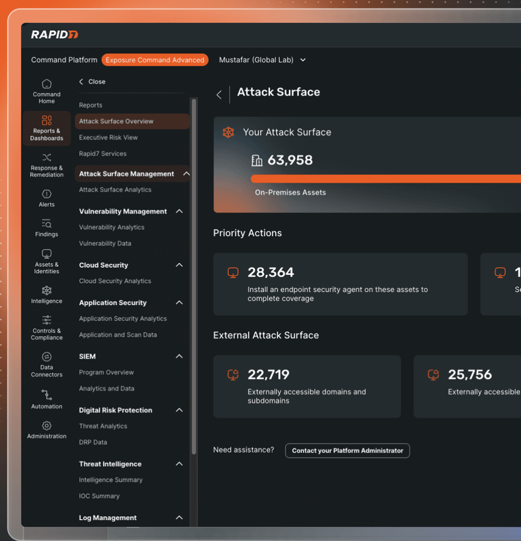 Rapid7 Surface Command Dashboard