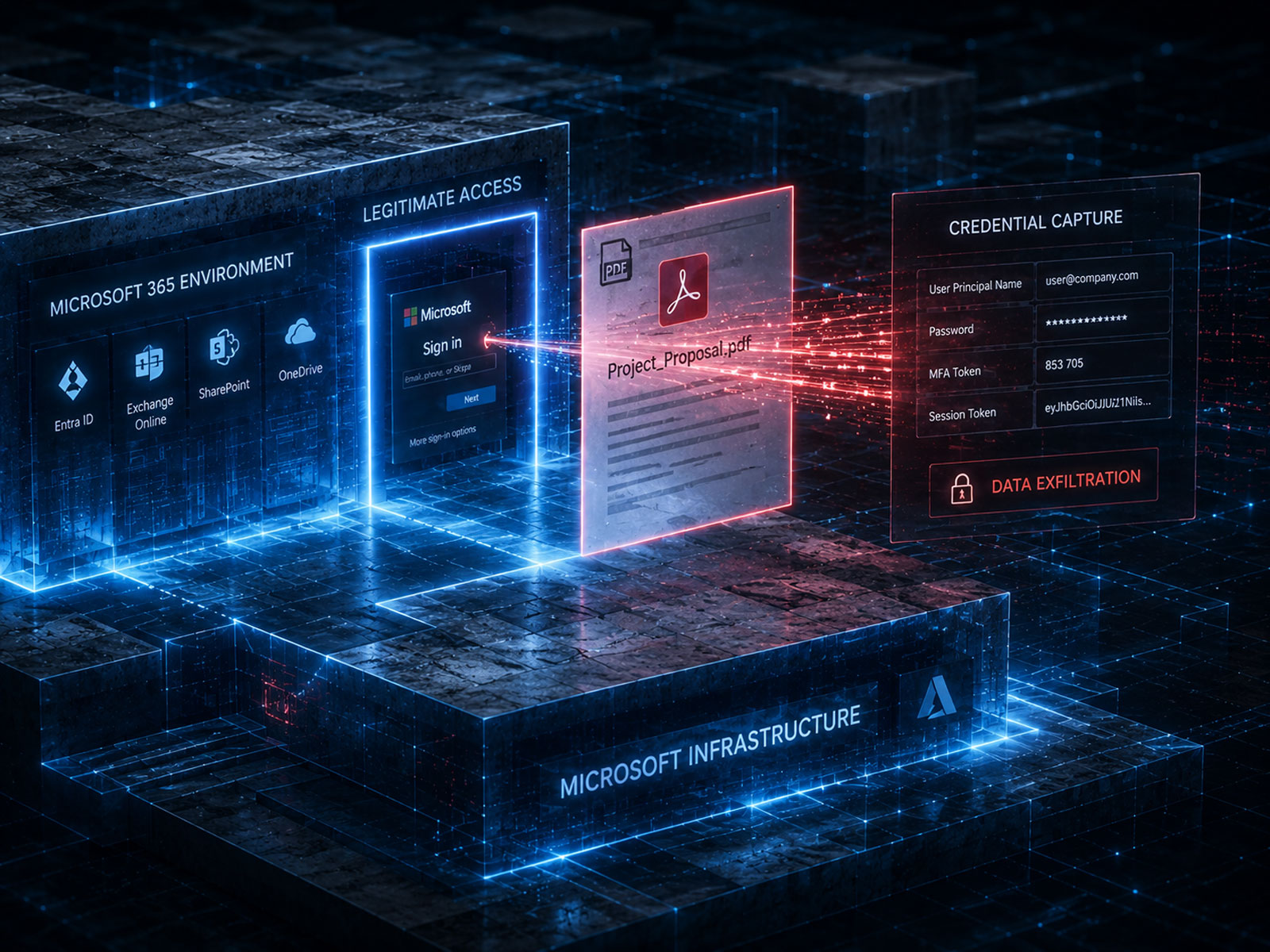 Digitale Dokumentebene als Symbol für Microsoft 365 Credential Capture