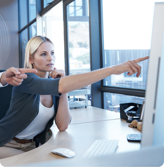 woman pointing