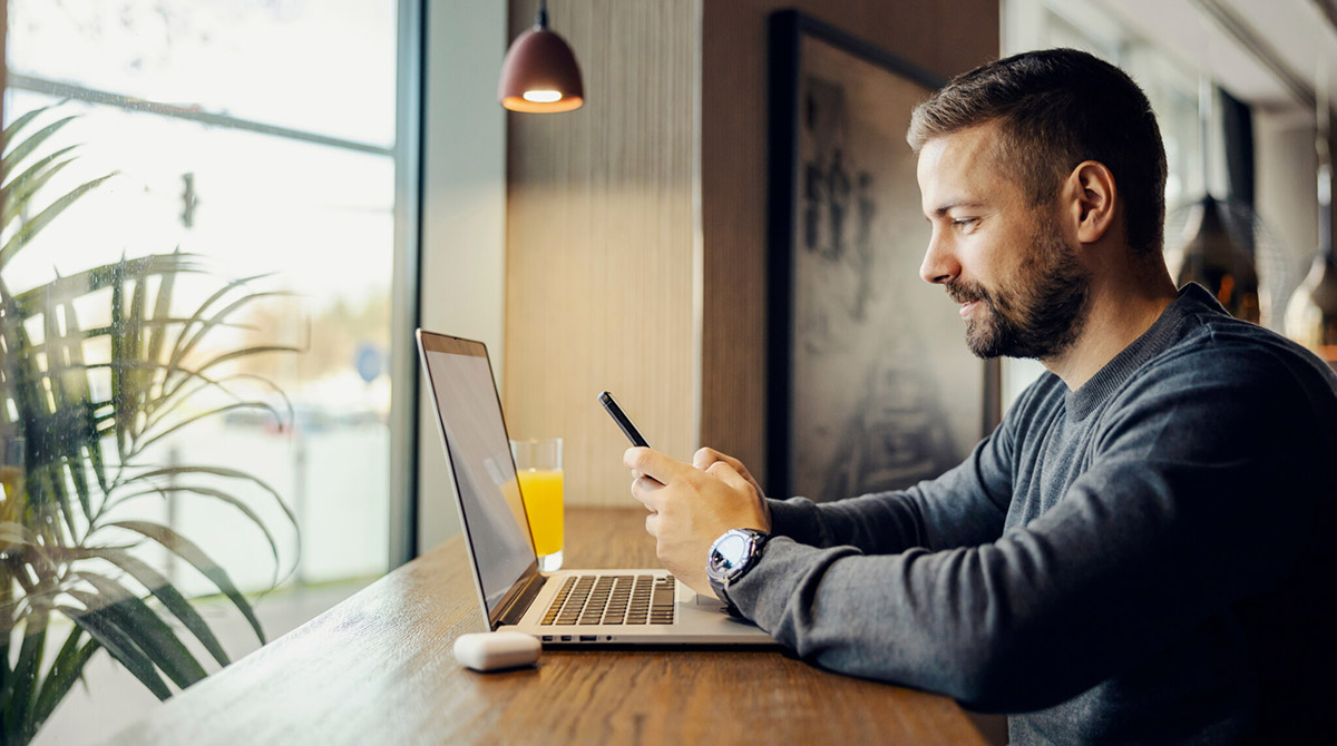 man working on laptop