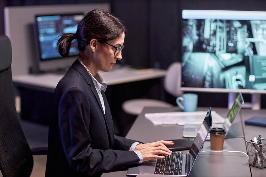 woman working in cybersecurity