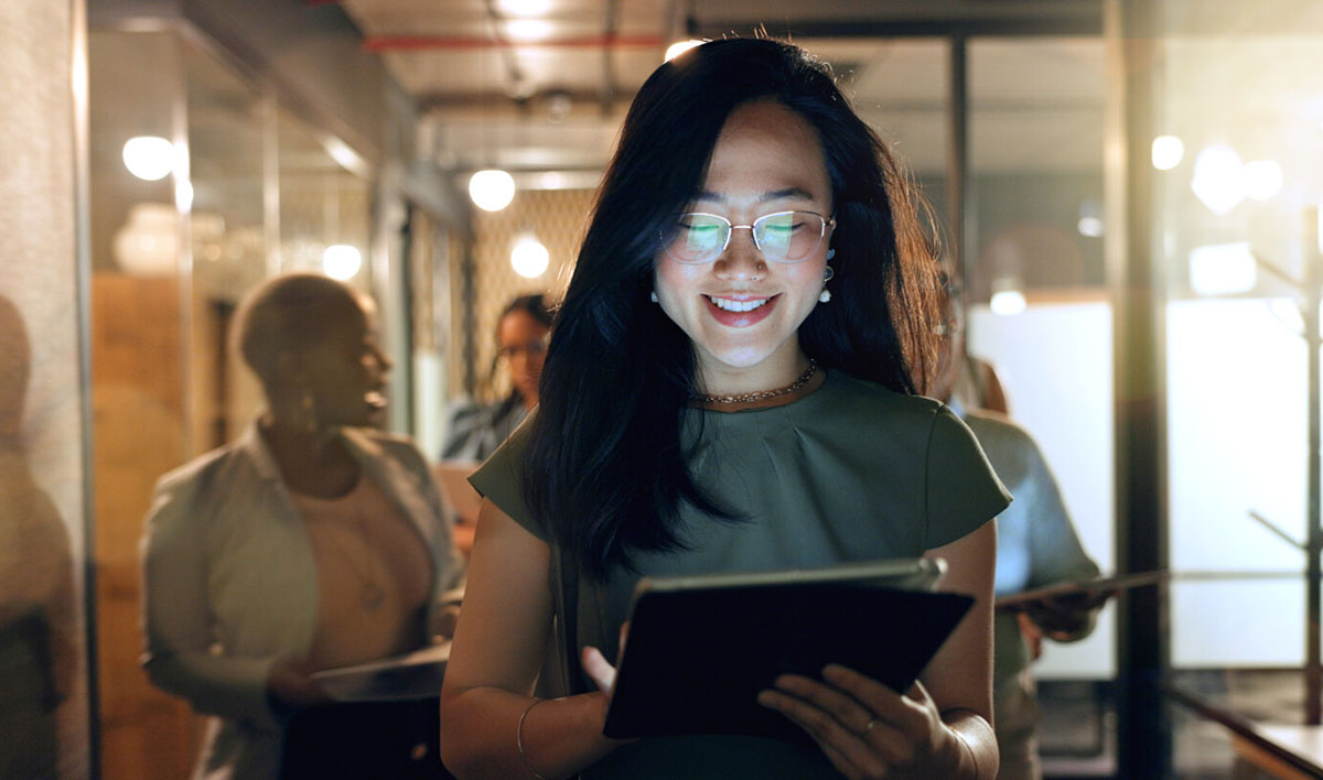 business woman working on tablet