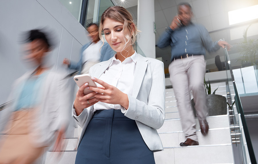 woman accessing email on the go