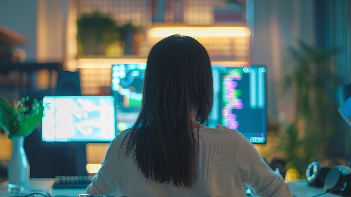 woman monitoring dashboard
