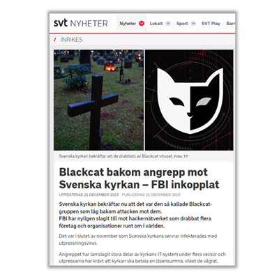 Blackcat bakom angrepp mot SvenskaKyrkan FBI inkopplat