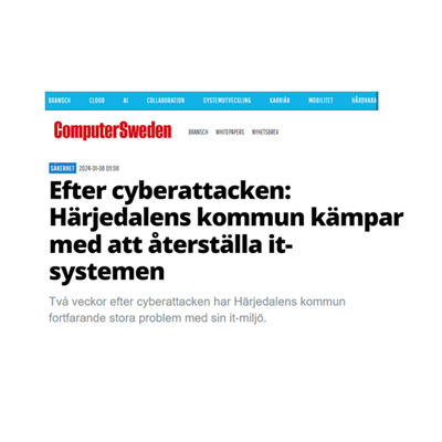 Efter cybetattacken Härjedalens kommun kämpar med att återställa IT