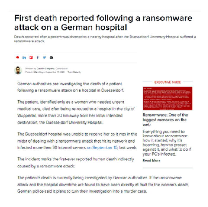 First death reported Zdnet