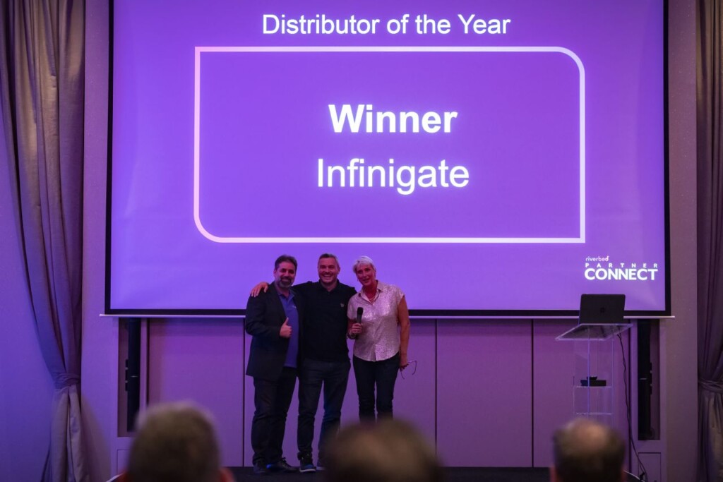Infinigate receiving Riverbed award