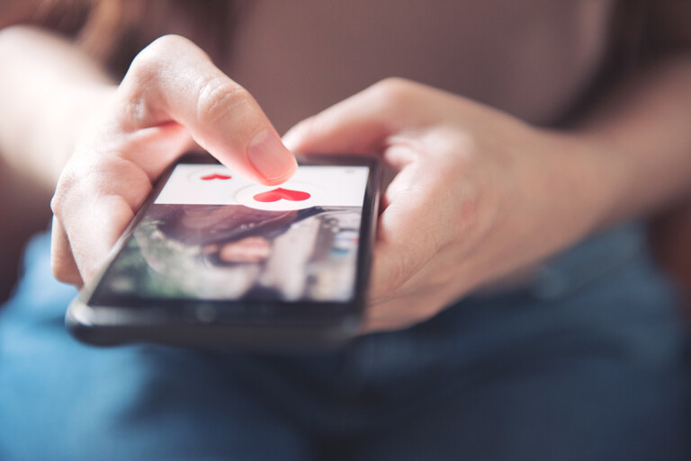 on phone with online dating