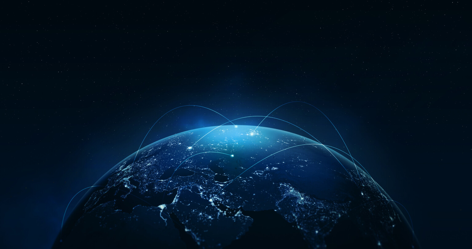 Night earth global virtual internet world connection of metavers